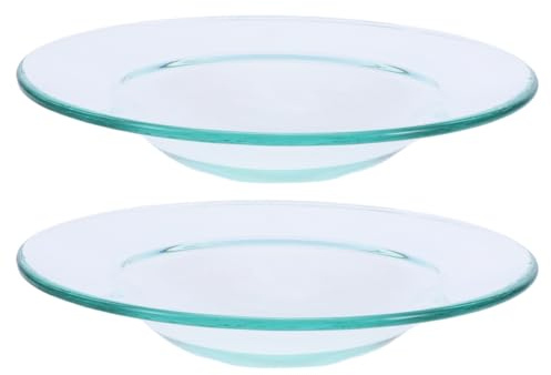 STOBAZA Lot De 2 Coupelles Chauffe Plat Transparent en Verre 12Cm pour Brûleur De Cire Fondante Et Lampe Diffuseur De Parfum Accessoires Aromathérapie Maison Bureau Spa