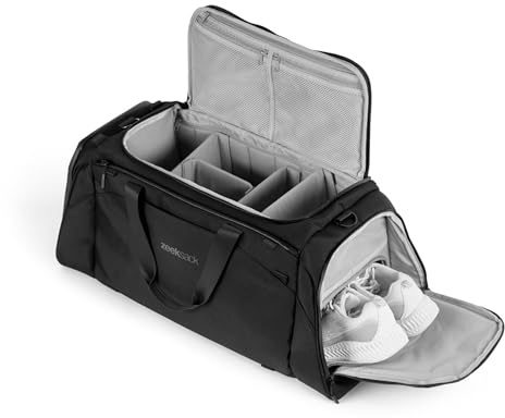 Zeeksack The Weekender, Black 50L – The Duffelbag Travel & Gym Bag with Laptop Compartment, Shoe Pocket & Smart Modular Dividers for Organized Packing on Any Weekend Trip