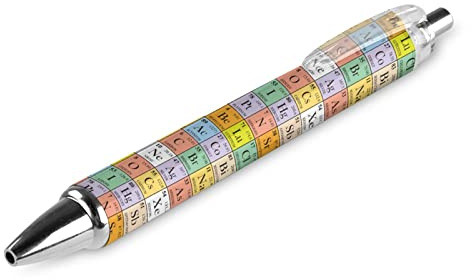 KWQDOZF Stylo à bille rétractable avec tableau périodique, pointe large de 0,5 mm, encre bleue, instrument d'écriture de qualité supérieure, 1 pièce
