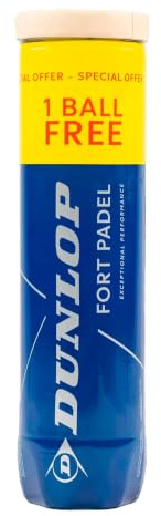 Dunlop Padel Balls Fort Padel, 4 Balls (3+1) | FIP Approved | Padel-Specific Core | Premium Synthetic Cloth | Extra Bounce | Tournament & Club Performance