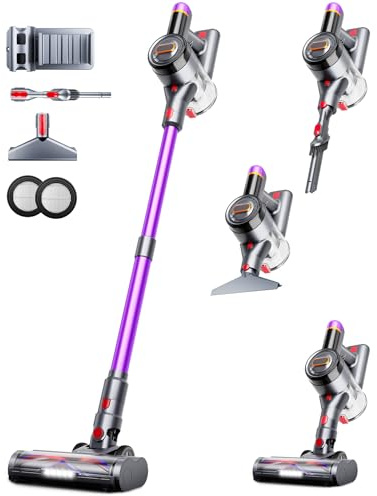 Feetis Cordless Vacuum Cleaner, 550W 45Kpa Vacuum Cleaners for Home, 60Mins Cordless Stick Vacuum with LED Display, Self-Standing & Anti-Tangle, 8-in-1 Wireless Vacuum for Carpet Pet Hair Hardfloor
