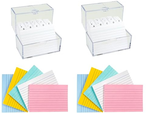 TSI Juego de 2 ficheros A7, con un total de 400 fichas A7 (105 x 74 mm) y registro A-Z, dimensiones de la caja de fichas (ancho x profundidad x alto 12 x 7 x 9,5 cm), número de referencia 65790