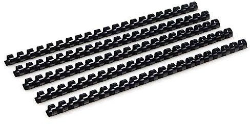 RAYSON Plastikbinderücken, 90 Blatt, 21 Ringe, 12 mm, Schwarz, A4, Packung mit 100 Stück