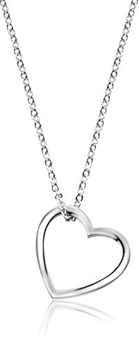 Nuoli® Herz Kette Damen Silber (45cm + 5cm verstellbar) Halskette mit Herzanhänger für Frauen & Mädchen, aus poliertem Edelstahl