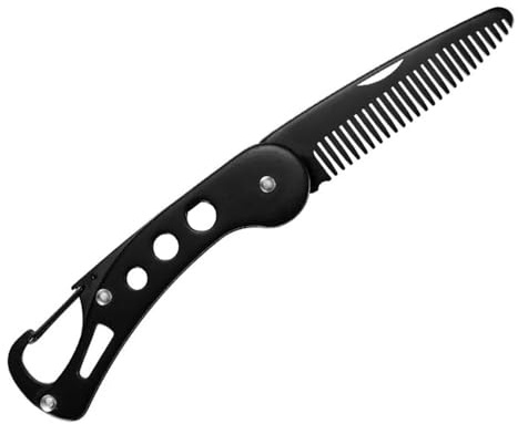 JinZeFa Stainless Steel Folding Beard Comb, Portable Multifunction Anti Static Comb for Men Mustache Styling