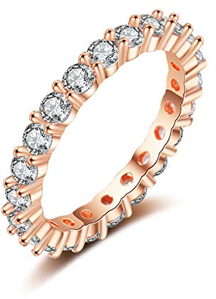 Eternity Ring Deluxe tillverkad av 925 sterling silver med zirkonia kristaller damring i silver och roséguld för kvinnor och kvinnor med stenar e Sterling silver, 52, colore: Rödguld