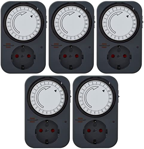 Brennenstuhl Temporizador MZ 20, enchufe mecánico con temporizador (temporizador diario con protección antigolpes elevada), gris (5)