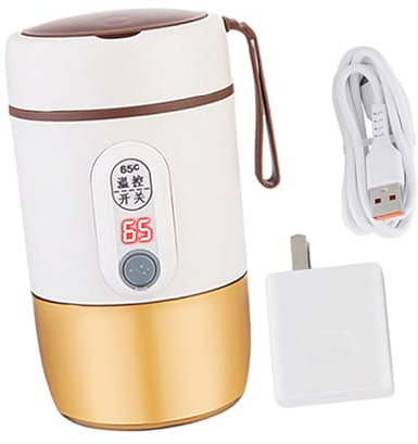 LOVIVER Calentador de Botellas portátil, Hervidor eléctrico de Viaje de Calentamiento rápido con USB Ajustable para café, Control de Temperatura para pícnic, Beige