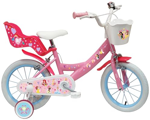 TECNOBIKE SHOP - VENDITA ACCESSORI GIOCATTOLI Bicicleta para Niños y Niña Bicicleta Denver Albri Princesses Princesas - Talla 14 pulgadas