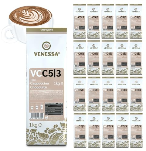 VENESSA Cappuccino Chocolate VC5/3 Cremiges heiße Schokolade Kakaopulver 20 x 1kg Vorteilspack mit löslichem Kaffee und Kakaopulver - Alle Kaffeevollautomaten & Vending geeignet