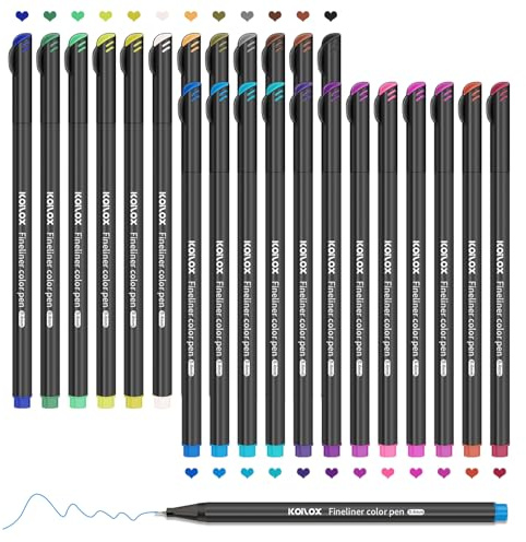 Koilox Fineliner Stifte Set, Spitze 0,4 mm Filzstift Stifte feiner Spitze zum Zeichnen und Schreiben von Skizzen, Journaling, Notizen, Comics, Malbuch Comics, Malbuch (24)