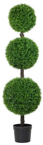 Konstgjort träd med tre bollar av cypress 130 cm med vas Alberello STI