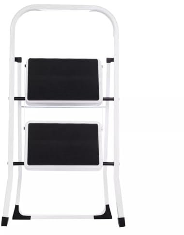 Escaleras de acero de 2 escalones y 3 peldaños portátiles, plegables, resistentes, antideslizantes, para bricolaje, jardinería, 150 kg, cocina, hogar, industrial, resistente, duradero, ahorro de