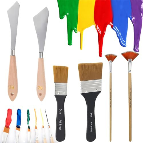 Zeaying 6 Pezzi Set di Coltelli da Pittura, Acciaio Inox Spatole per Pittura,Spatola per Pittori, Pennello Paesaggistico per Tela Acrilica Pittura ad Olio, Dipinto di Raschietto per Acrilico