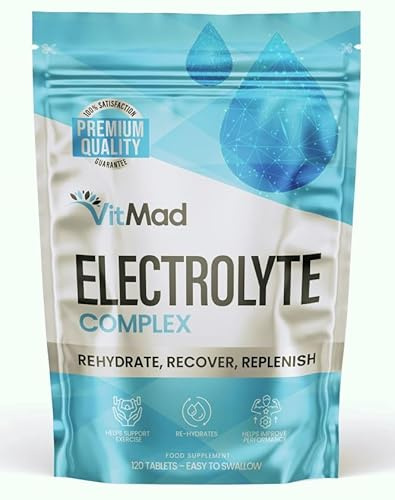 Electrolyte Pro Tablets 120 with Potassium, Calcium, Magnesium and Sodium | Salt Replacement, Cramp & Hydration Recovery | Salt Tablets | Vegan