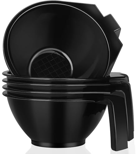 ULTECHNOVO 5 Cuencos para Mezclar Tintes de Peluquería, Material Plástico y Silicona Duradero, Color Negro, Tamaño Extragrande, para Profesionales y Uso Hogar