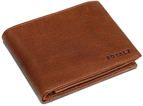 ROYALZ Detroit Portafoglio in pelle per uomo Etui con protezione RFID - custodia compatta in formato orizzontale in design vintage