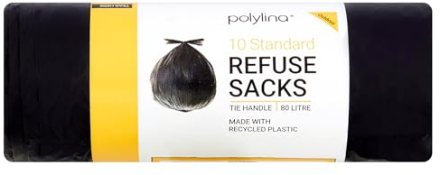 Polylina, Sac à ordures, Sacs Poubelle, Plastique recyclé, Noir, Standard