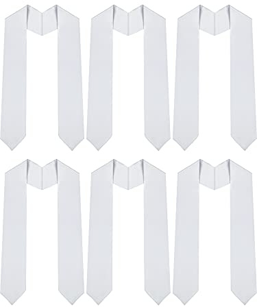 WILLBOND 6 Pieces Graduation Stole Sash Class of 2026 Unisex Adult Honor Stole Sublimation Congrats Grad Sash 60 Inch(White)