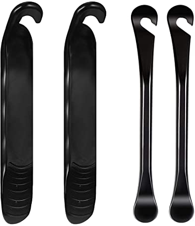HONGECB Reifenheber Fahrrad, Metall Kohlenstoffstahl/Nylon Gehärtete Plastik Reifenheber Werkzeug, zum DIY Fahrradreifen Reparatur Reifenwechsel, Reifenstechen, 4 Stücke, Schwarz