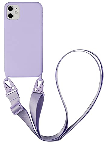 Emlivi Handykette Hülle kompatibel mit iPhone 11 Necklace Hülle mit Kordel Handyhülle Nylon Schultergurt zum Umhängen Silikon TPU Schutzhülle mit Stylische Band kompatibel mit iPhone 11, Lavendel