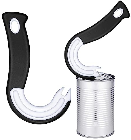 Apriscatole forma di J, apriscatole ad anello, apriscatole per cibo in scatola, apriscatole con gancio, apriscatole per barattoli, coperchi, bottiglie, facile da aprire per lattine con anelli