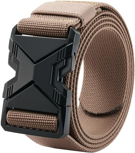 LionVII Heavy Duty Quick Release Belt, Elastic Stretch Web, Alloy Buckle | 28-48 Waist, Sweat-Wicking Dry Fit; Withstands 20,000 Stretches, No-Hole Adjust; 3.8cm Wide, Versatile Tough Daily Support