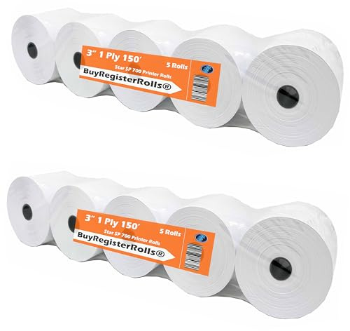 Star SP700 Kitchen Printer Paper (2 Pack of 5 Rolls each) 3 x 150' 1-Ply Bond Receipt 10 Rolls POS Cash Register Point of Service Printer Paper Also works for M188B, TMU220