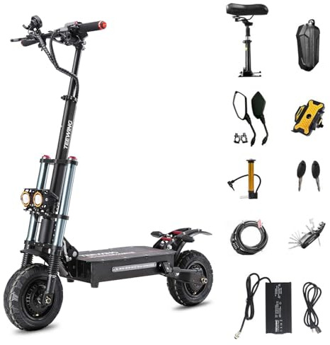 Electric Scooter, Teewing X5 55mph Adult Scooters, with Seat - 6000W Dual Motor, 75 Miles Long Range & 60V38AH Lithium Battery, 11 inch Tubeless Hybrid Tires