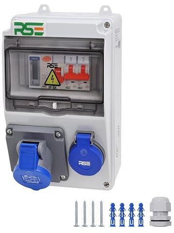 CAMPINGVERTEILER WANDVERTEILER KOMPLETT VERDRAHTET CEE 16A 230V MIT CAMPING STECKDOESE ZÄHLER IP65, 3. 1x230v + 1x Camping + LS+FI+Zähler