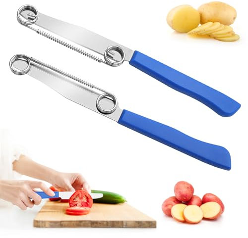 TNOMSNO 2 Pezzi Coltello per Affettare Rapidamente, Coltelli da verdura Coltello da Frutta, Pelapatate in Acciaio Inossidabile per Frutta e Verdura