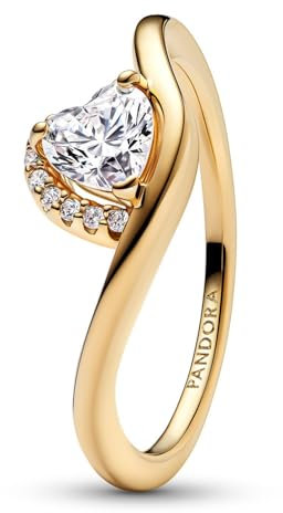 PANDORA Damen-Ring Welliges Herz Goldfarben 163660C01-60 Ringgröße 60/19,1