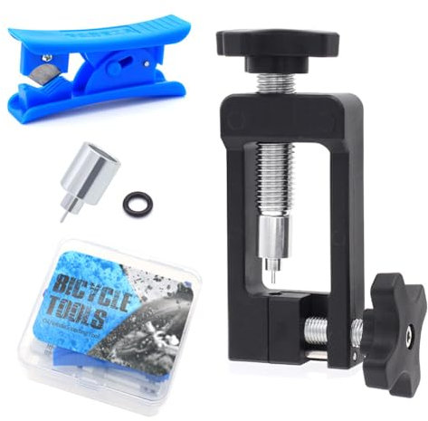 Zinueen Kit D'outils de Vélo avec Pilote D'aiguille, Coupe-Tuyau et Inserts pour Vélo de Route et VTT - Tuyau Hydraulique et Aiguille à Huile Inclus