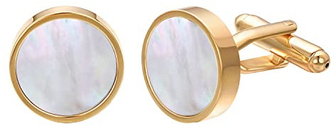 RunootPR Manschettenknöpfe Gold Perlmutt Manchettenknoepfe Herren Hochzeit Geschäft Personalisiert Schmuck Geschenk
