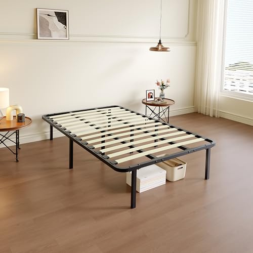 TEENO Rete 120x190 - Struttura Rinforzata 1×13 con Doppio Tubo Centrale, 8 Piedi in Acciaio, Legno Pioppo Ultra-Resistente, Ortopedico, Montaggio Senza Attrezzi