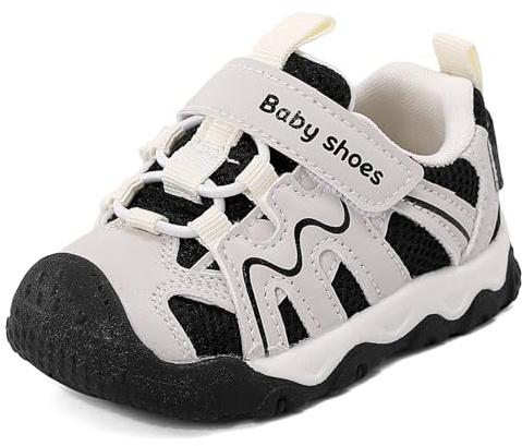 MASOCIO Baby Shoes Boys First Walking Shoes Toddler Gilrs Trainers Pre Walkers Infant Size 6 UK Child Black White