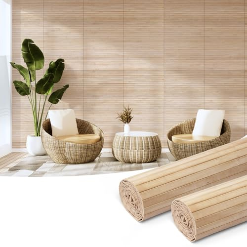 Art3d 12 x 96 in Pole Wrap Natural Bamboo Wall Panel, 2-Pack, Carbonized