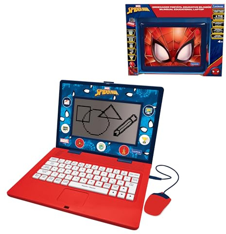 Lexibook, Spider-Man, Bilingual and Educational Laptop SPANISH/ENGLISH, Toy for Children, 170 Activities to Learn, Play Games and Music, Large Screen, Blue/Red, JC599SPi2LXB