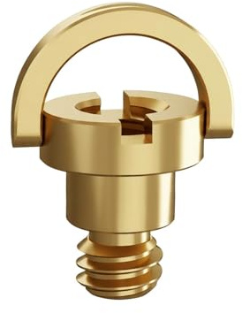 Sagreeny Vite a D da 1/4 in ottone con anello a D, confezione da 2 viti per treppiede per fotocamera per custodia di montaggio, piastra a sgancio rapido e accessori per fotocamere, ottone