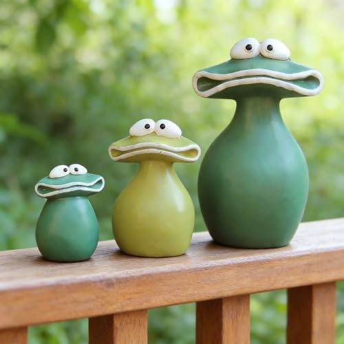 WRQIOO Set di 3 rane decorative da giardino grandi, con motivo a rana, resistenti alle intemperie, per esterni e interni, graziose decorazioni per la famiglia
