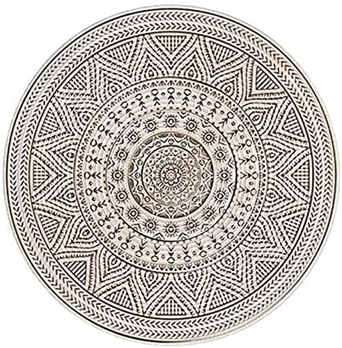 ZOYIEP Teppich Rund Mandala Teppiche, Boho Runde Teppiche, Abwaschbar Baumwollteppich Rund Badteppich für Wohnzimmer Schlafzimmer Dekor (Stil C,80cm)