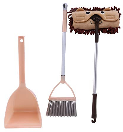 Kinder Reinigung Set 3er Set, Kinder Hausreinigung Reinigung Set Kinder Spielzeug Reinigung Spielzeug enthalten. Besen, Hacke, Mopp.grün, Orange rosa,