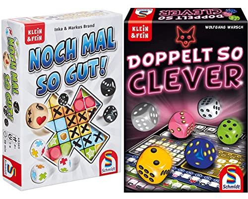 Schmidt Spiele 49365 Noch mal so gut, Würfelspiel aus der Serie Klein & Fein, bunt & 49357 Doppelt so clever, Würfelspiel aus der Serie Klein & Fein, bunt