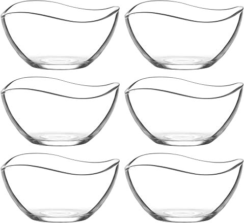 clearfee Set di 6 ciotole in vetro da 310 ml, in vetro di alta qualità, ciotole da dessert