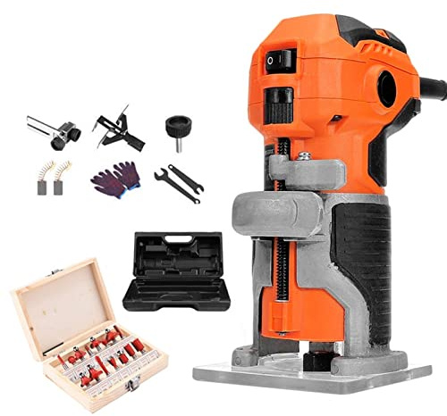 Recortadora Eléctrica De 1280W Y 6,35Mm para Carpintería, Máquina Cortadora De Ranuras Y Fresado DIY, Enrutador Laminador De Madera, Máquina De Tallado A Mano