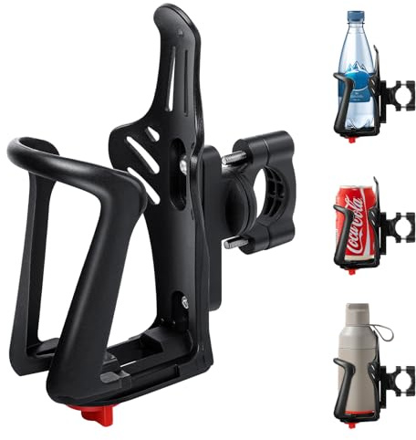 Ideashop Bike Water Bottle Holder, Universal Motorcycle Drink Holder Fits Handlebar & Frame with Screw Tool, Bicycle Bottle Cage Accessories for Kids Adults (Compatible with 2.16-2.95 Diameter Cup)