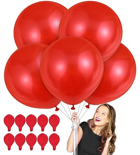 Rosso Palloncino Gigante,10 Pezzi Palloncini Giganti 36 Pollici, Grande Palloncino Diametro 90cm Lattice di Colori Assortiti per Matrimonio Compleanno Battesimo Laurea Natale Festa