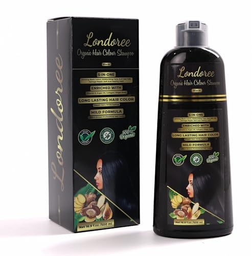 5-in-1 Hair Dye Shampoo 500ml Black | Ammonia-Free Grey Coverage with Vitamin E, Argan Oil & Collagen – Colors, Moisturizes, Repairs & Reduces Hair Fall in Just 15 Minutes