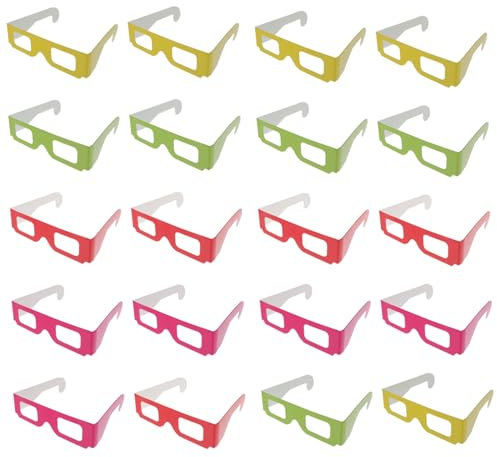 PHENOFICE 20pezzi Occhiali Cartone Flat Con Lenti Pet Per Film e Giochi Casa e Cinema Leggeri e Facili Da Trasportare Per Feste e Viaggi