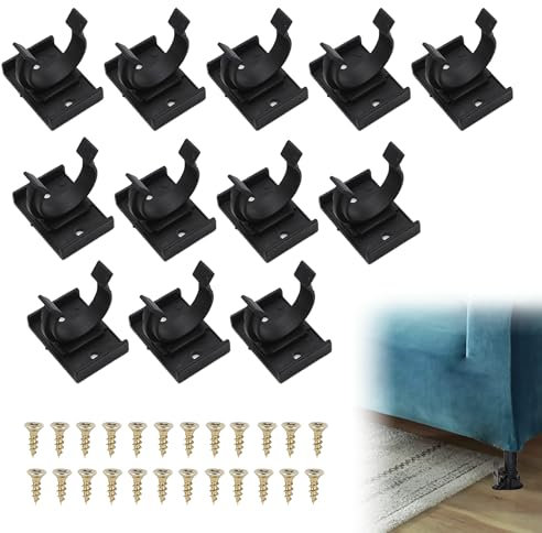 12PCS Plinth Clips with 24 Screws Black Kitchen Plinth Clips Cabinet Plinth Clips Bracket Fits 28-32mm Diameter Durable Board Clips Kickboard Clips for Kitchen Cabinets Bed Legs